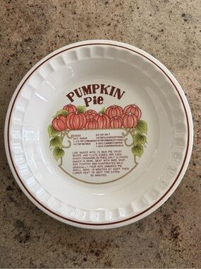 White Pumpkin Pie Ceramic Baking Dish with Orange Accent